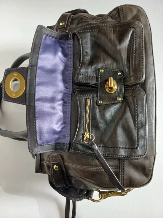 Coach Hampton Leather Lindsey satchel hang bag mahogany brown gold hardware - Picture 10 of 16